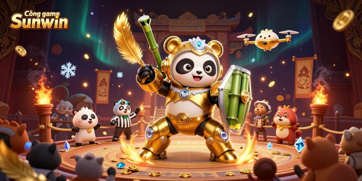 Engage in thrilling gameplay at Cổng game Sunwin with dynamic mech-suit panda action.