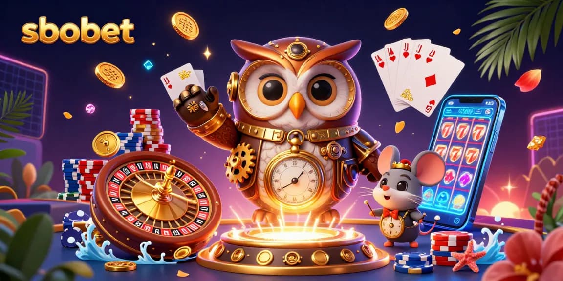 Experience sbobet sports betting with a lively scene showcasing action-packed casino elements and vibrant characters.