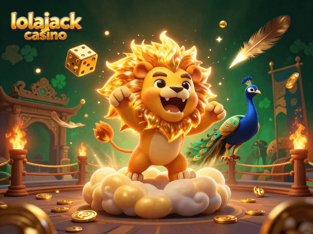 Experience thrill and excitement at lolajack casino with this dynamic 3D illustration showcasing vibrant gambling elements.