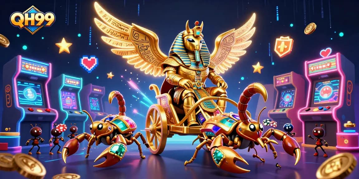 Experience the excitement of QH99 with a vibrant casino scene featuring colorful gaming elements and thrilling characters.