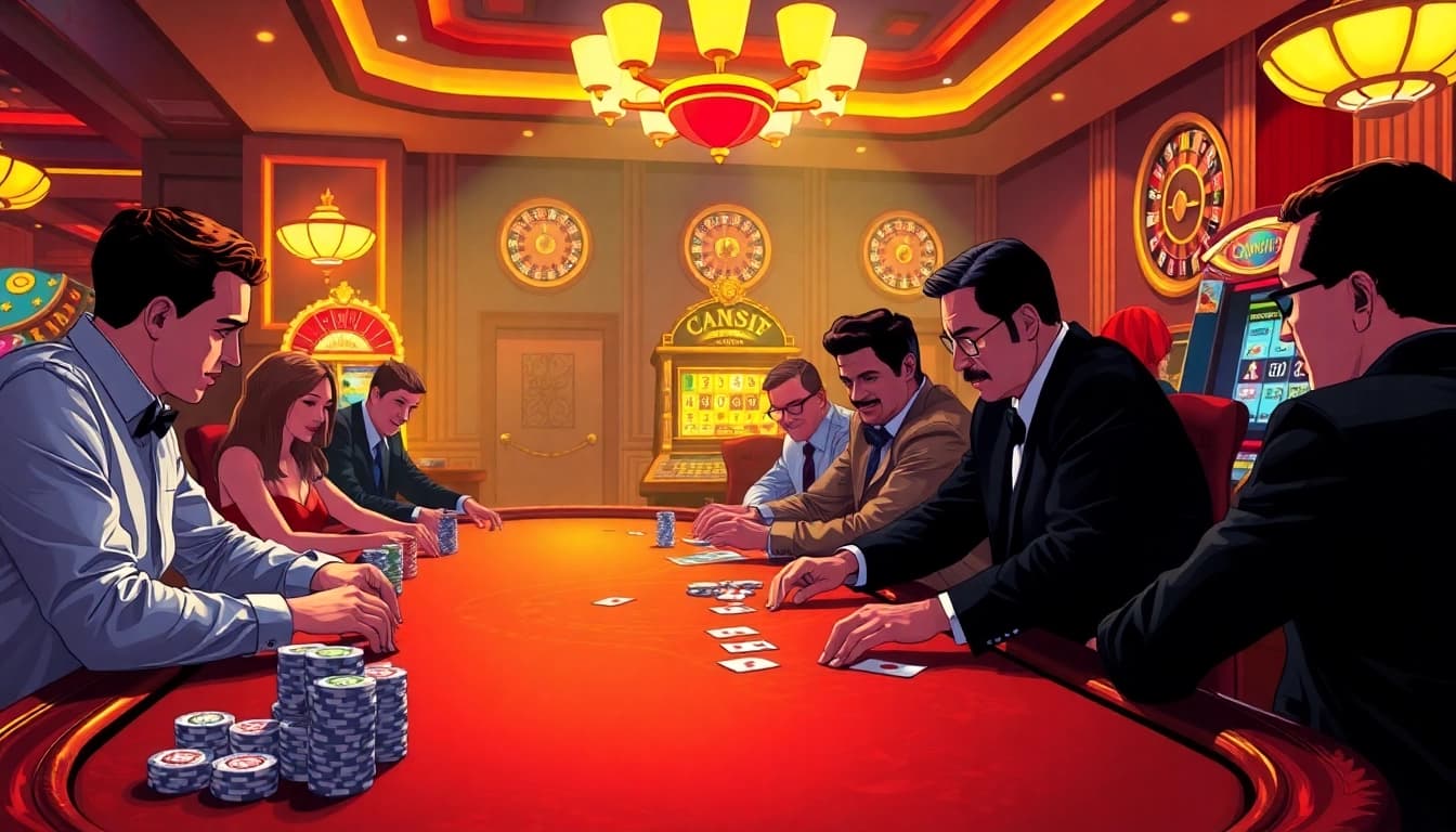 Playing an intense game s8 session at a vibrant casino poker table.