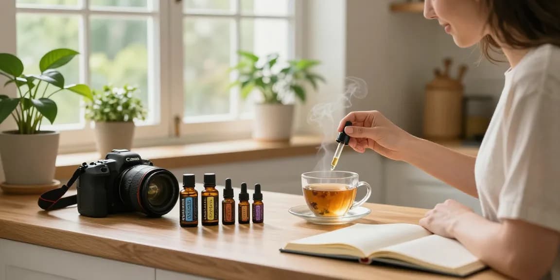 Engaging scene of a woman preparing CBD oil tincture in a sunny kitchen, highlighting buy cbd oil canada.