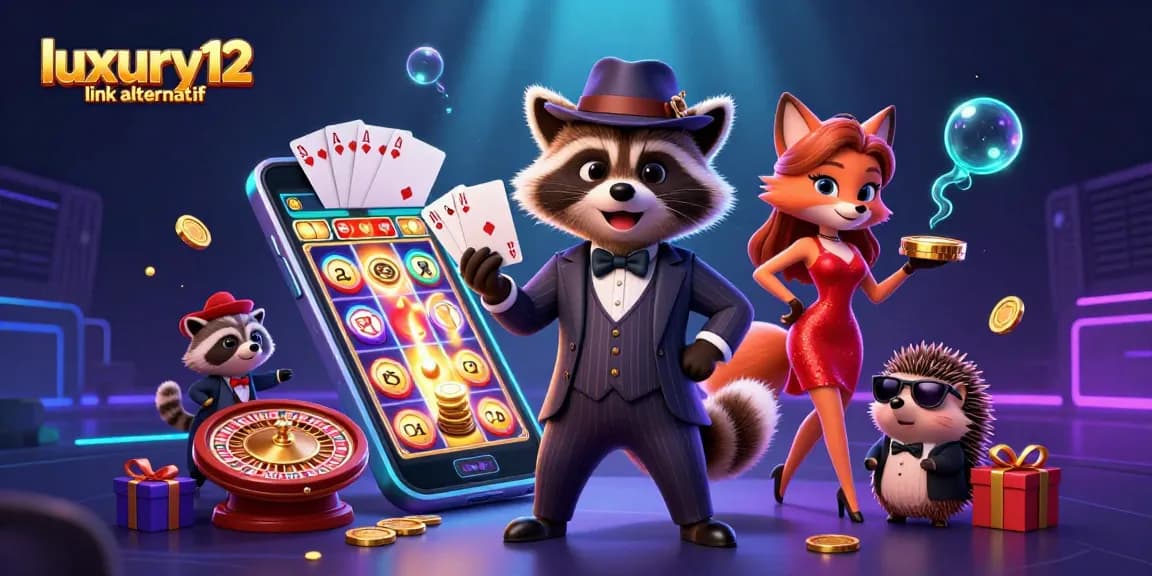 Engage with luxury12 link alternatif through this lively 3D illustration showcasing casino excitement.