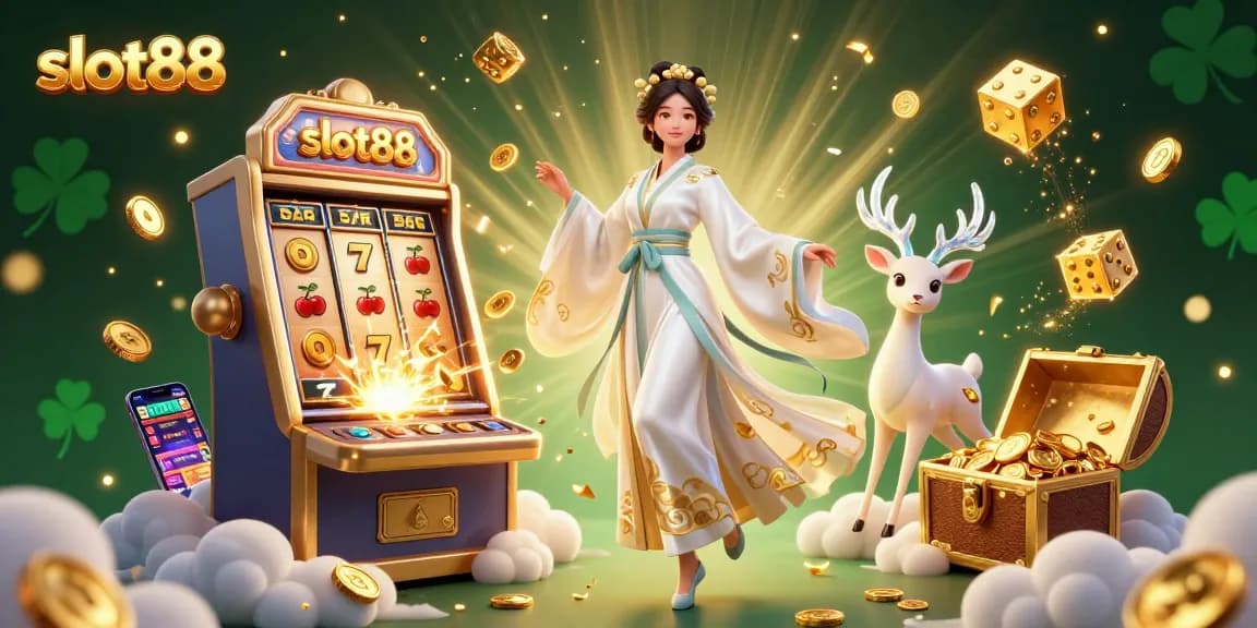 Engage with exciting slot88 games featuring a captivating Asian character and dynamic casino elements.