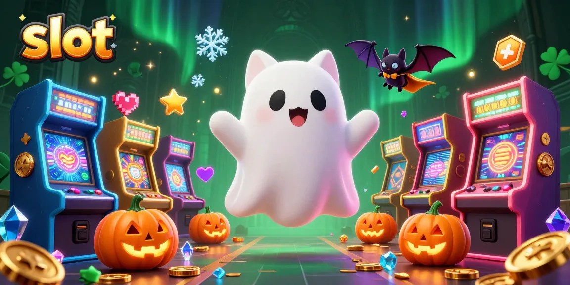 Play exciting slots surrounded by a friendly ghost cat in a haunted casino.