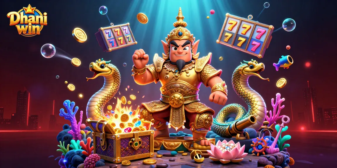 Dive into the Dhani win experience with an engaging 3D scene of characters and gaming elements from a vibrant online casino atmosphere.