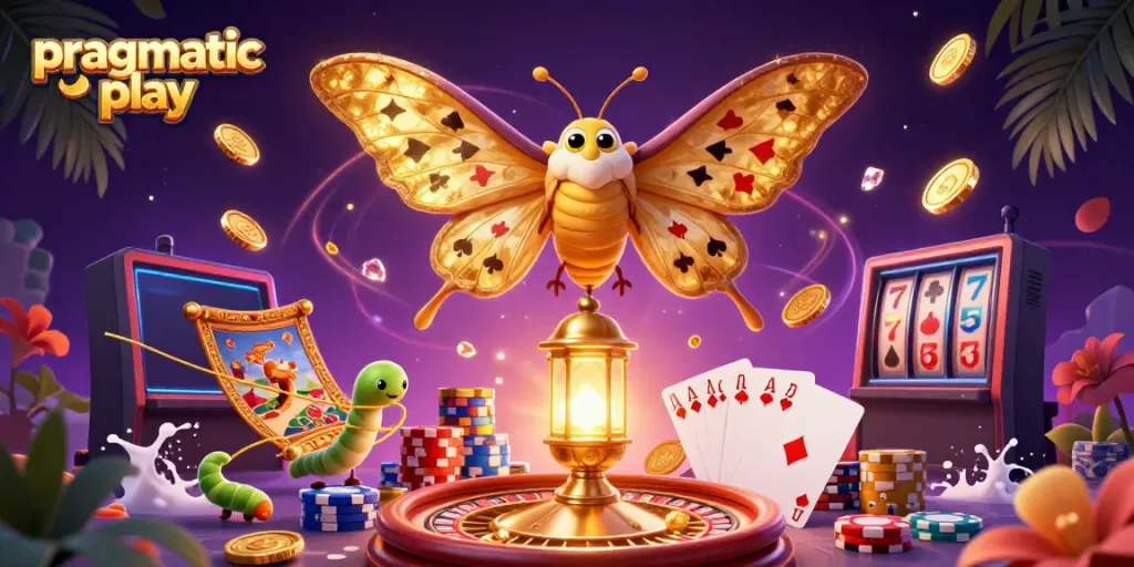 Nikmati permainan slot dan roulette dalam ilustrasi menakjubkan pragmatic play dengan ratusan koin berkilauan.