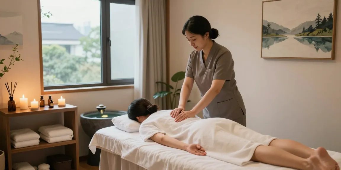 Relaxing 서울출장마사지 scene showcasing a professional therapist providing a soothing massage in a tranquil studio setting.