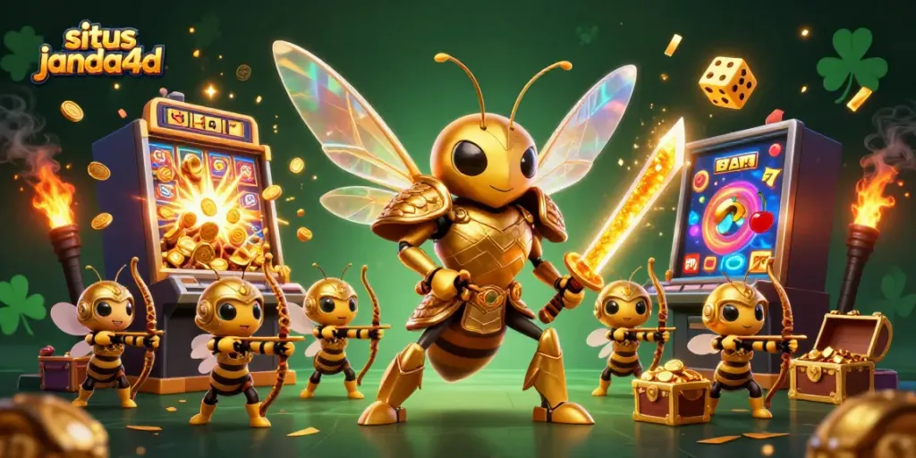 Permainan slot online menarik di situs janda4d dengan karakter berwarna cerah dan elemen visual luar biasa.
