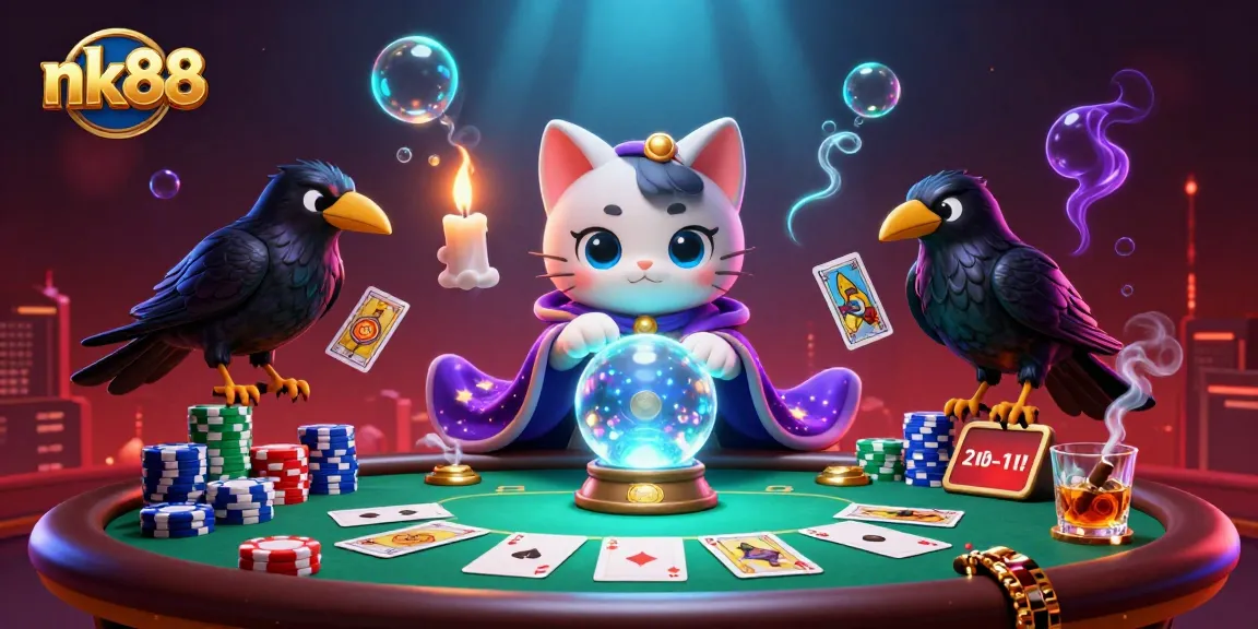 Engage in thrilling poker action with nk88’s mystic characters in a vibrant casino scene.