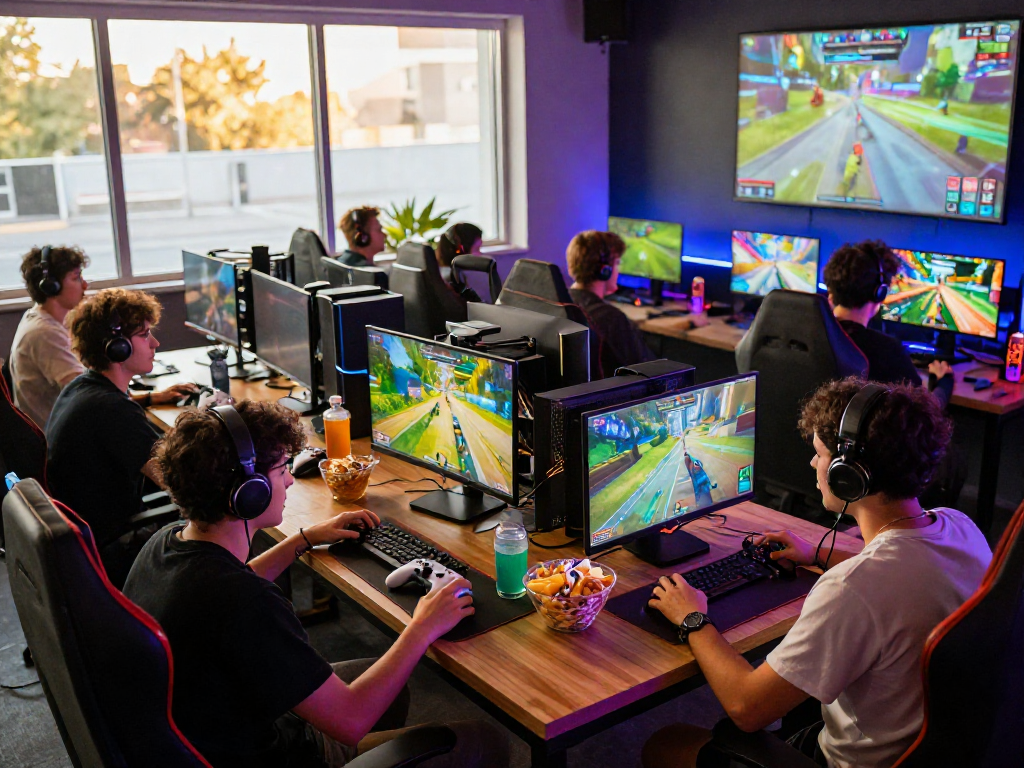 Engaged gamers enjoying their favorite games at ROKOK88.
