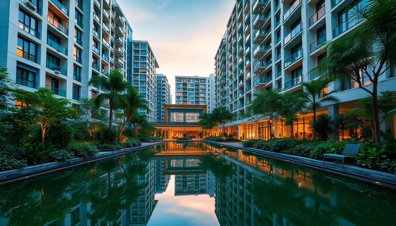 View of the luxurious Rivelle EC at tampines st 95 ec highlighting modern architecture and lush greenery.