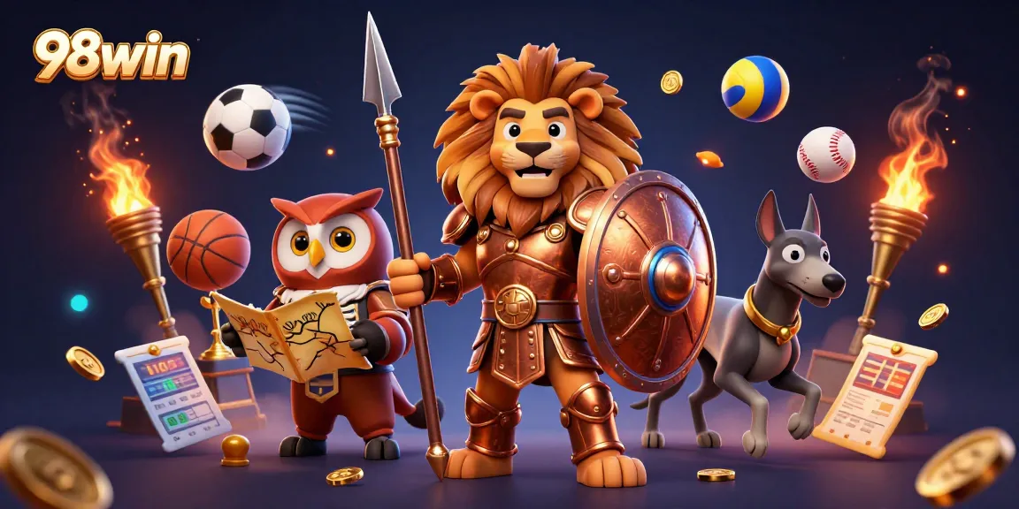 Engage in winning strategies at 98win with dynamic sports elements and exciting casino visuals.