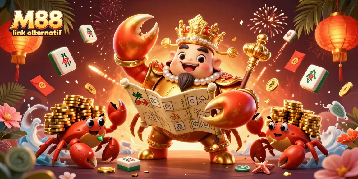 Experience the M88 link alternatif with golden crab emperor and vibrant casino elements.