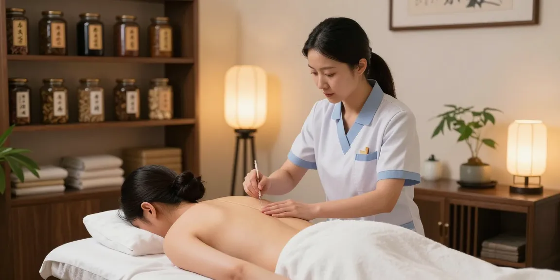 Healing session at 수원교통사고한의원 with acupuncturist treating a patient’s back.