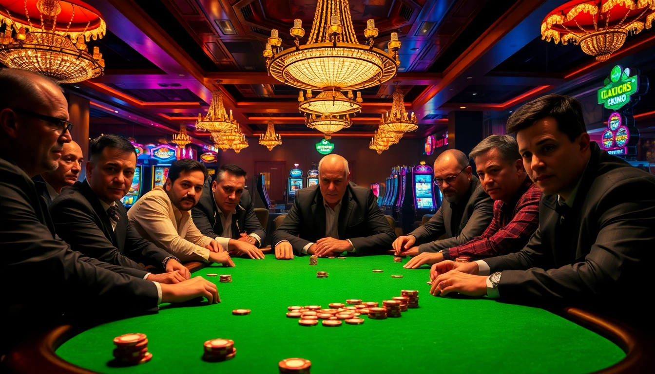 Para pemain poker bersemangat dalam permainan kasino bbni4d, menampilkan suasana kompetitif dan mewah.