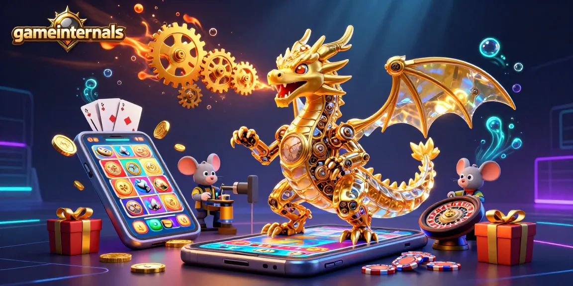 Experience exciting gameplay with gameinternals' 3D dragon illustration and dynamic casino elements.