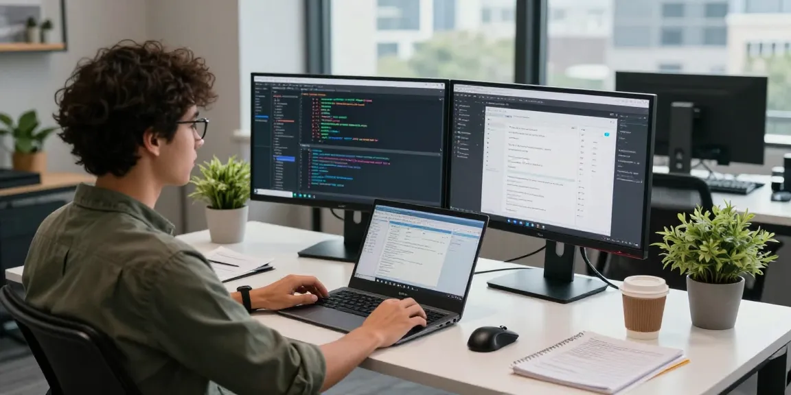 Developer showcasing WPS Official Website in a professional software workspace with modern tools.