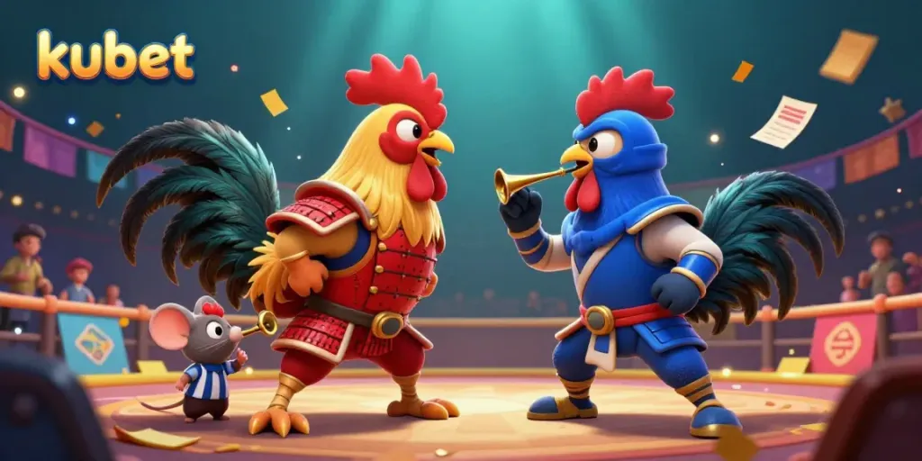 Watch the thrilling kubet cockfighting showdown between a samurai rooster and a ninja rooster.