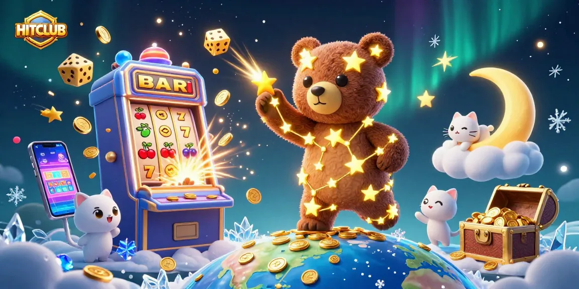 Experience jackpots and thrills in HITCLUB's vibrant 3D casino world filled with gold and excitement.