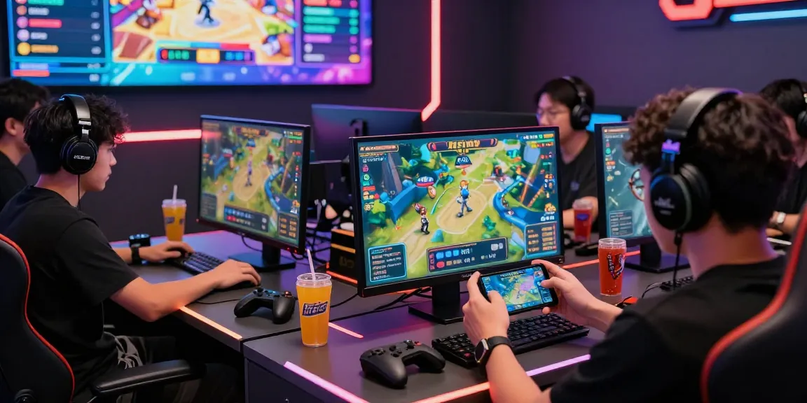 Aviator crash gaming scene with players immersed in action, showing smartphones and vibrant interface.