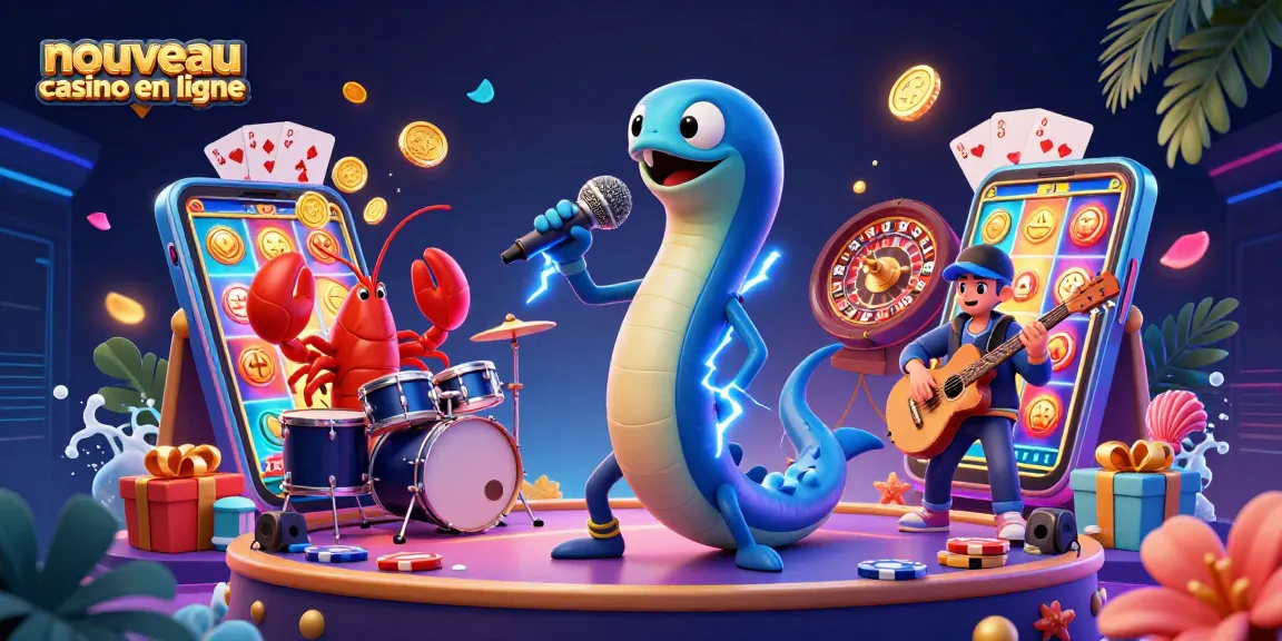 Aperçu du nouveau casino en ligne avec un serpent électrique DJ et une performance sous-marine captivante.