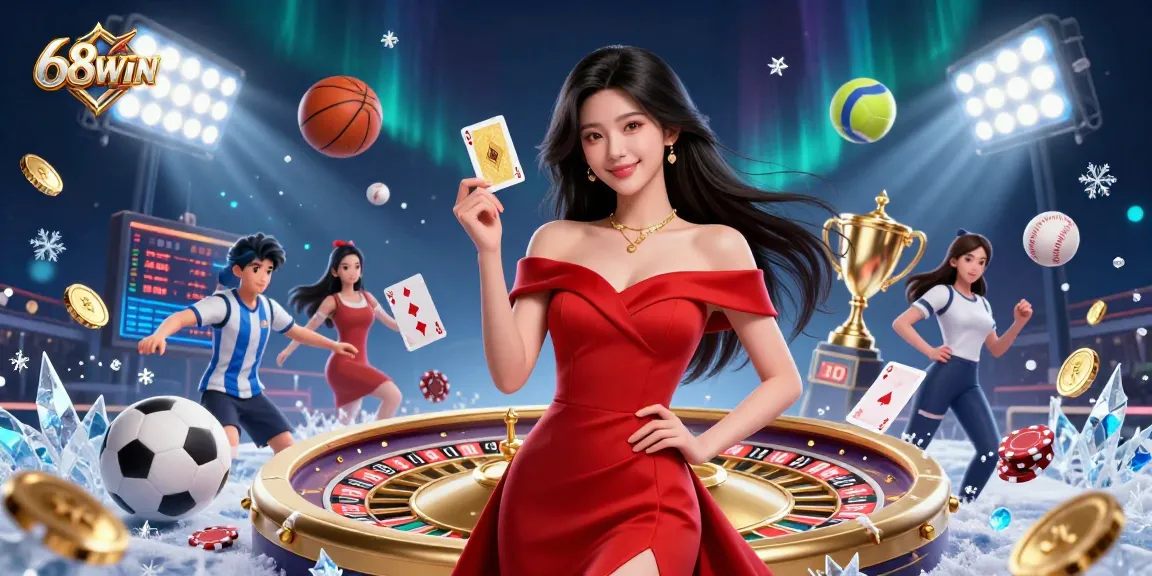 Experience dynamic gaming with the stunning 68WIN Asian casino illustration featuring excitement and elegance.
