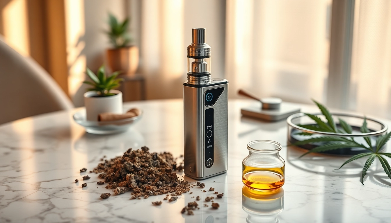 Showcasing a stylish Cannabis Vape on a marble table, emphasizing modern design and relaxation.