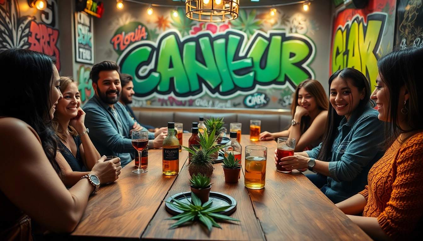 Enjoying friendly interactions in a social club madrid setting filled with vibrant decorations.