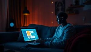 Intimate virtual chat showcasing sex AI chat with a friendly digital avatar.