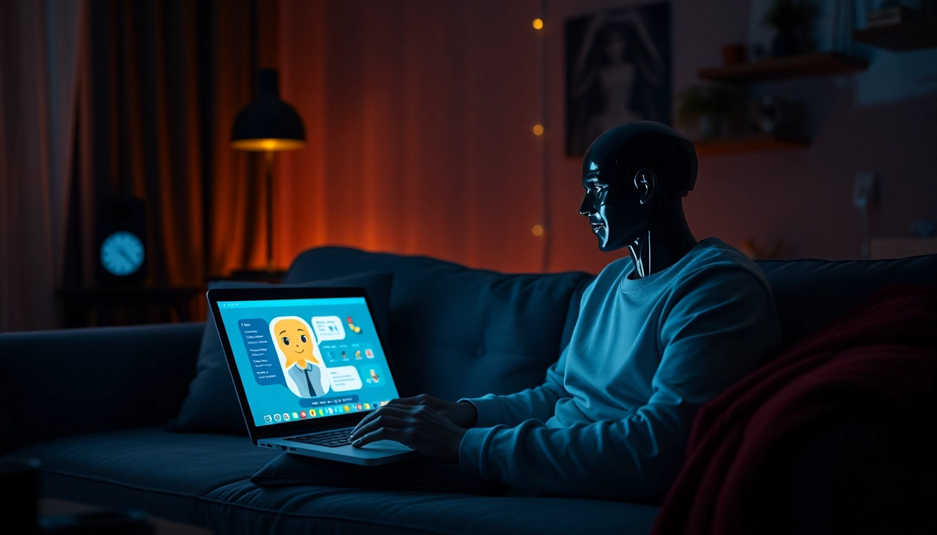 Intimate virtual chat showcasing sex AI chat with a friendly digital avatar.