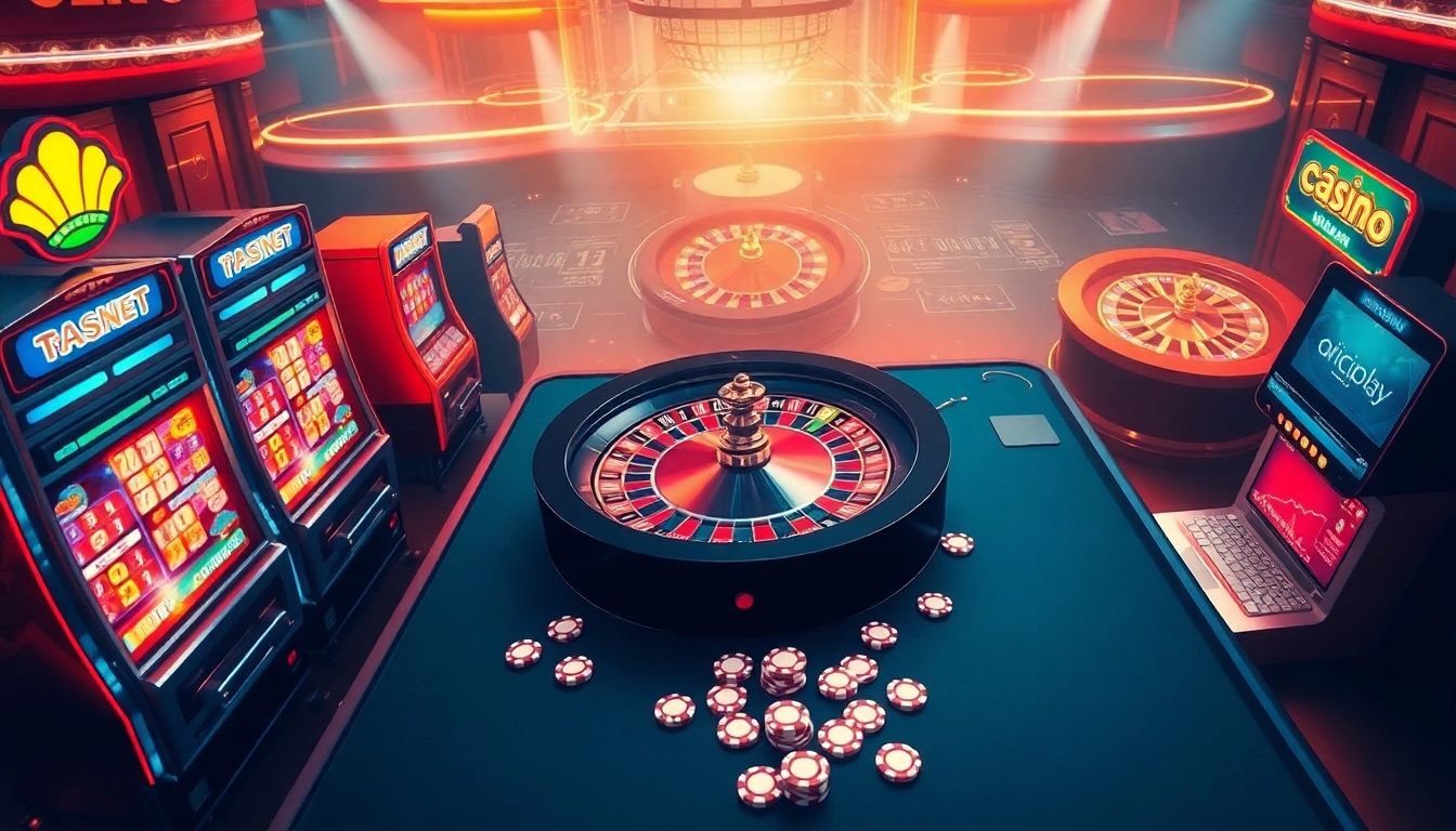 Engaging player interface on Onicplay with vibrant slot machines and roulette wheel action.