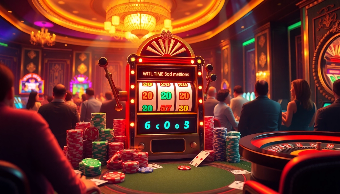 Experience thrilling gameplay with a slot 2d machine amid vibrant casino elements.