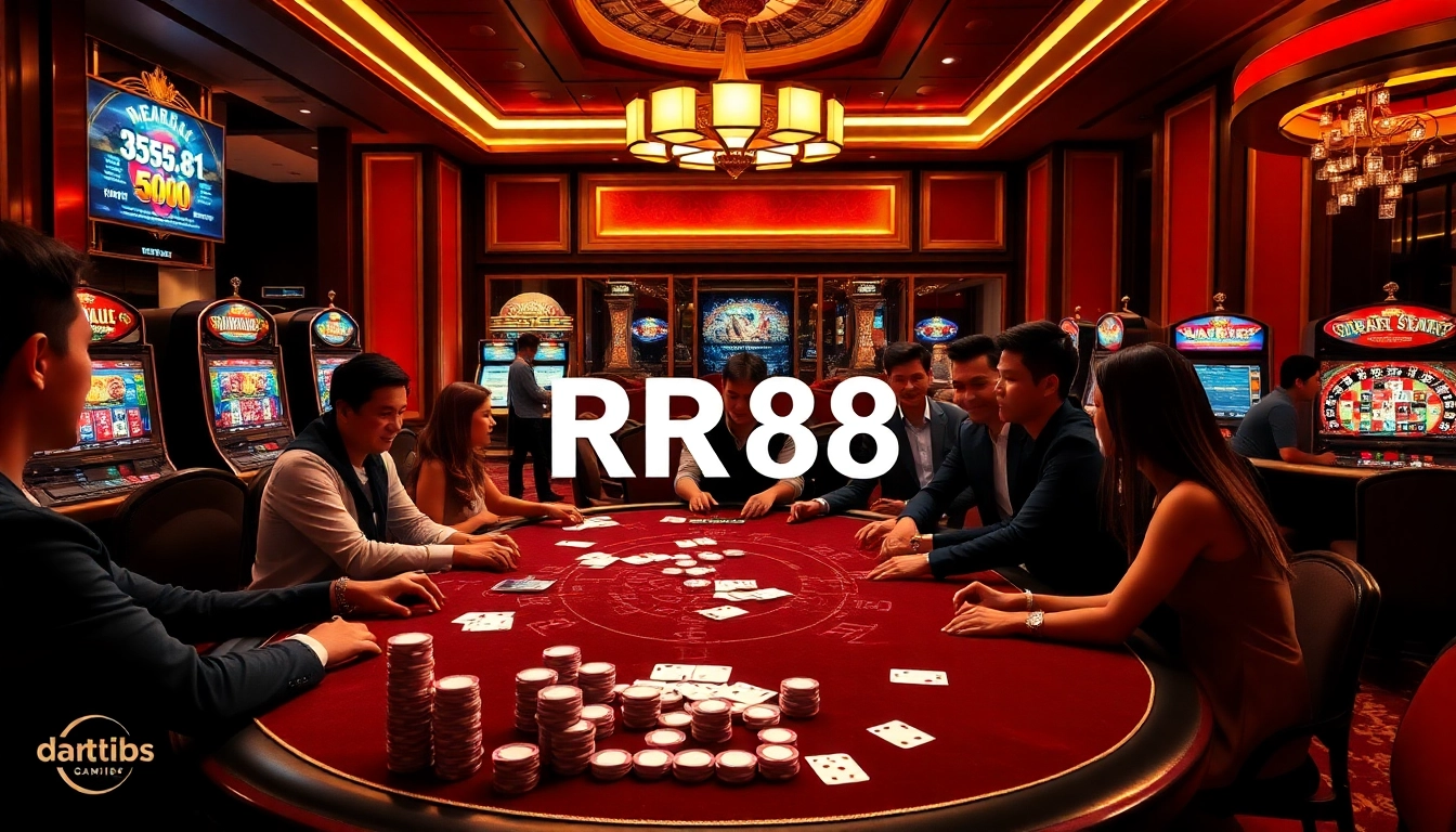 Experience the excitement of RR88 casino gaming at a luxurious poker table.