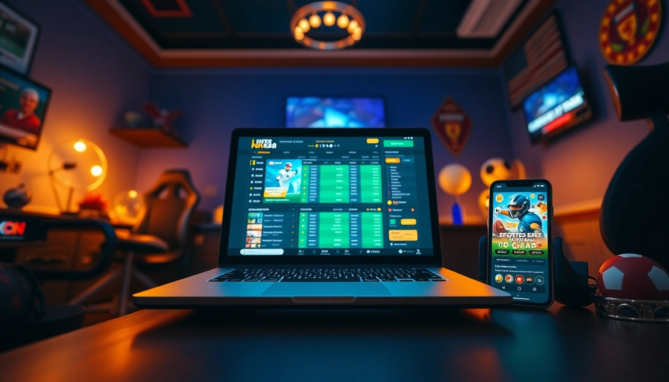 Dynamic view of the Link NK88 betting platform on a laptop, embodying excitement and trust in online gambling.
