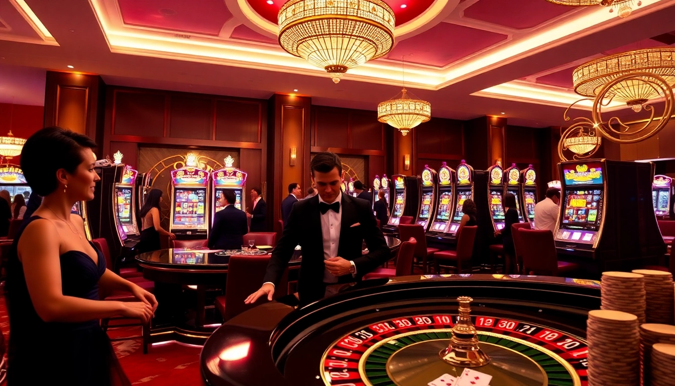 Players enjoying a thrilling game experience at OK365, featuring vibrant casino elements.