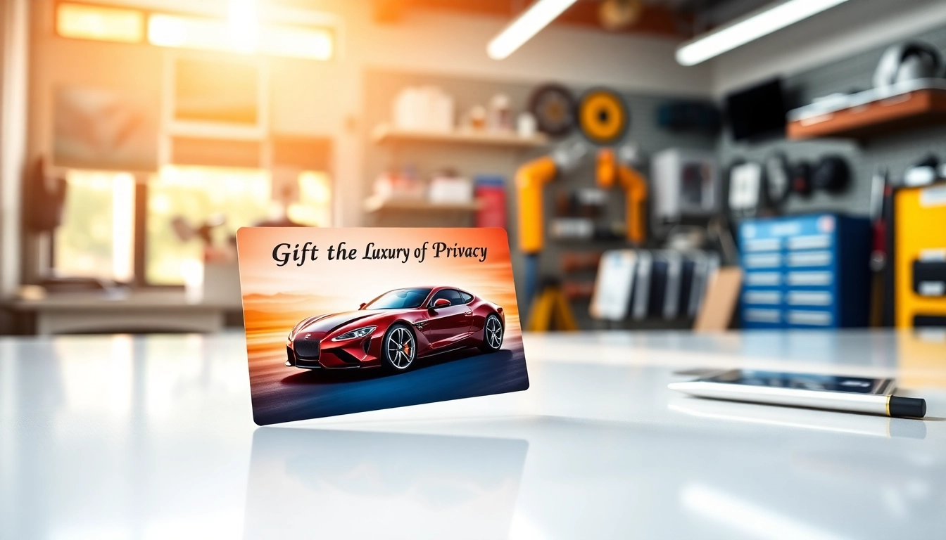 Presenting a window tint gift card elegantly placed for visibility.