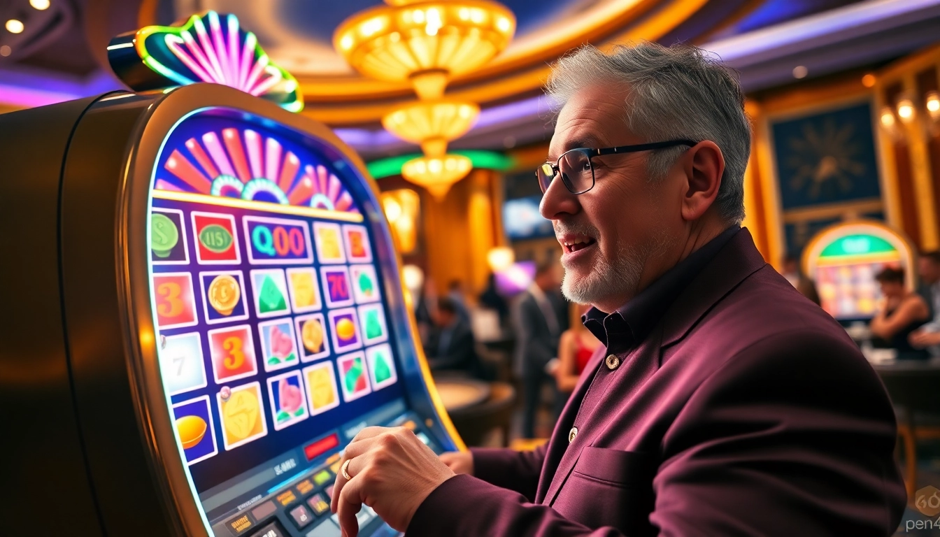PEN4D slot machine in a luxurious casino environment showcasing excitement and winning opportunities.
