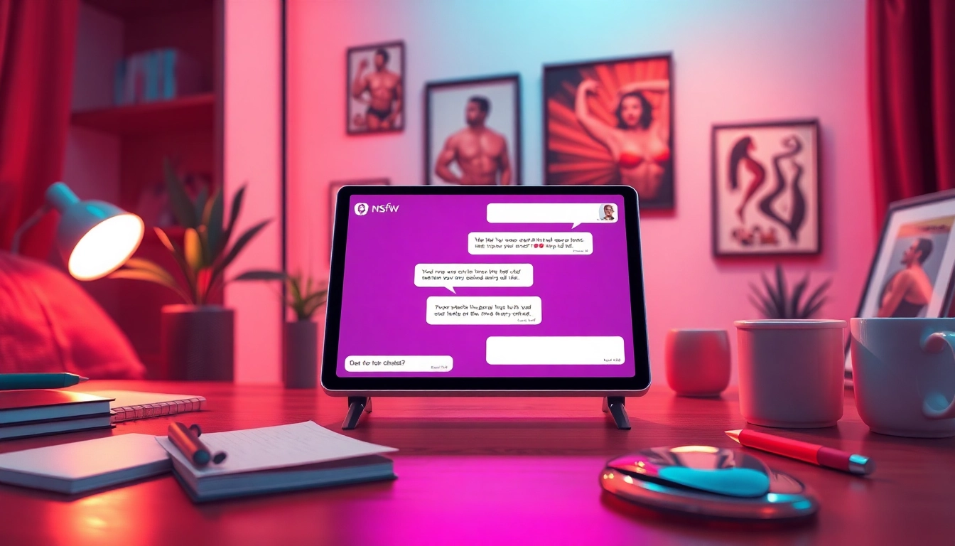 Engaging illustration of the best nsfw ai chatbots showcased on a modern device in a cozy workspace.