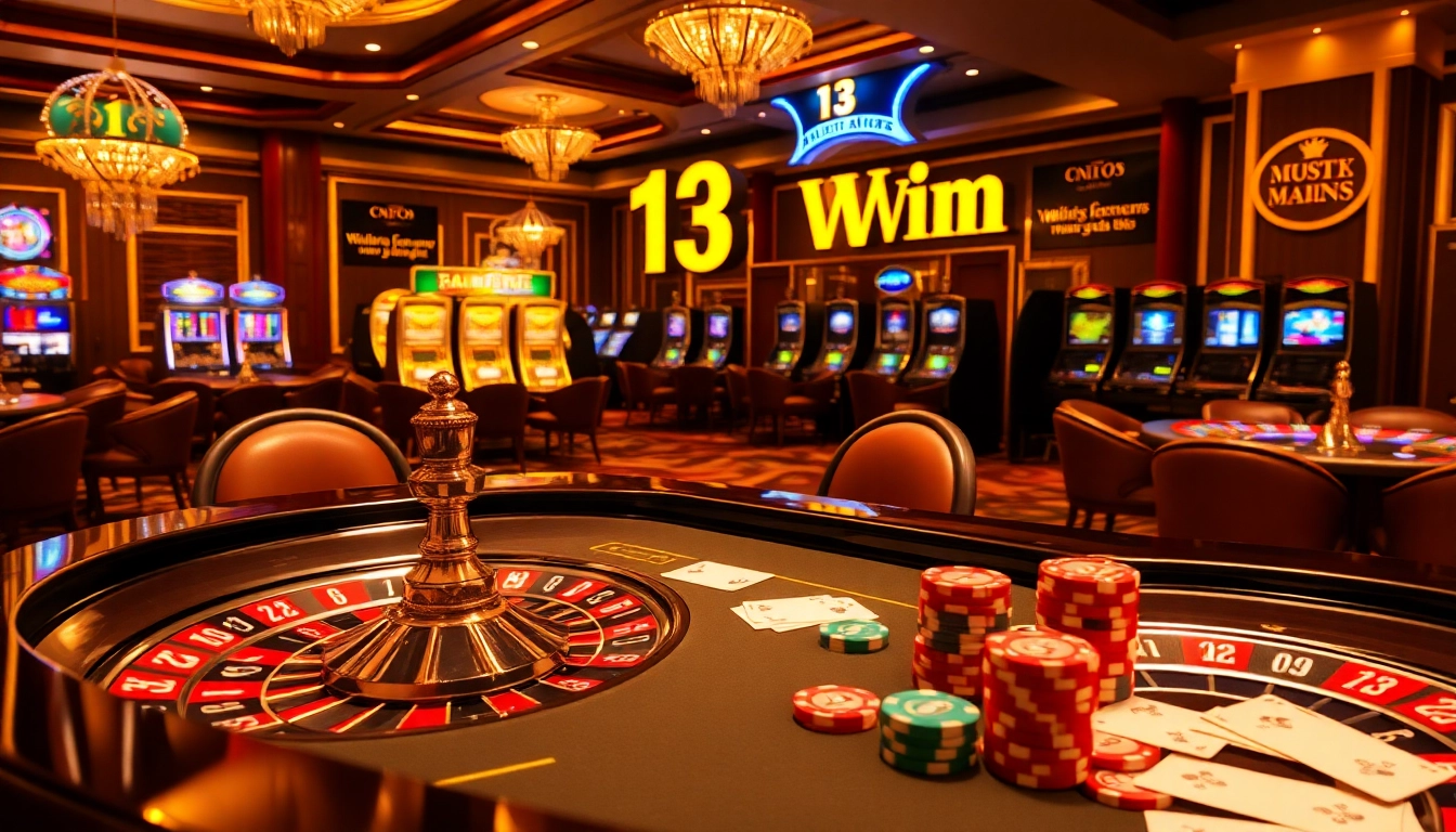 Visual representation of a luxurious casino table demonstrating the thrill of a 13 win, featuring vibrant poker chips and cards.