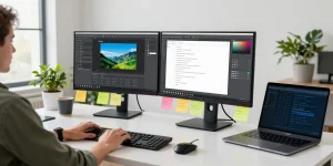 Efficient workspace for snipaste下载 showcasing screenshot software setup and creative tools.