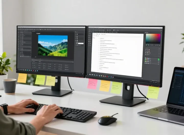 Efficient workspace for snipaste下载 showcasing screenshot software setup and creative tools.